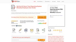 Fillable Online UC Davis Time Reporting System Biweekly ...