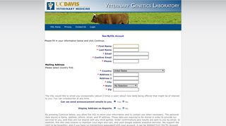 New MyVGL Account - UC Davis Veterinary Genetics Laboratory