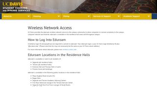 UC Davis Student Housing: Wireless Access