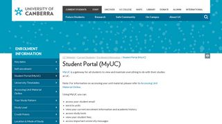 Student Portal (MyUC) - University of Canberra