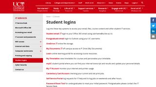 Student logins | University of Canterbury