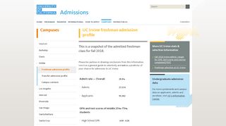 UC Irvine freshman admission profile - University of California ...