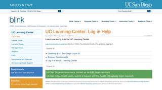 UC Learning Center: Log in Help - Blink