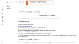 Connecting to Canvas: Information Center - Online Course Login - UC ...