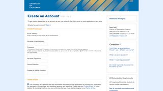 New Account - UC Application - University of California