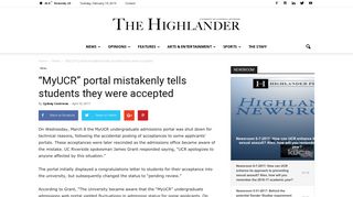 “MyUCR” portal mistakenly tells students they were accepted ...