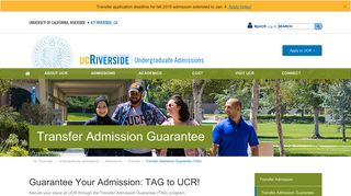 Transfer Admission Guarantee (TAG) | University of California, Riverside