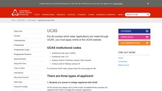 UCAS - Canterbury Christ Church University