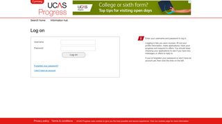 UCAS Progress: Log on