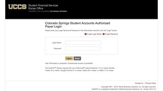 QuikPAY(R) Colorado Springs Student Accounts Authorized Payer Login
