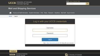 Log in | Mail and Shipping Services | University of Colorado ... - UCCS