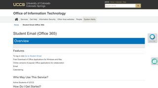 Student Email (Office 365) | Office of Information Technology - UCCS
