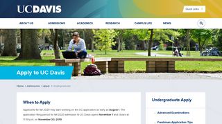 UC Davis Undergraduate Admissions Application | UC Davis