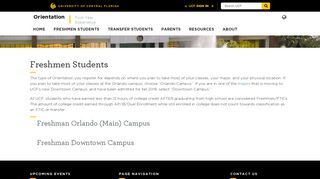 Freshmen Students • Orientation • UCF