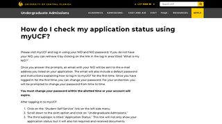 How do I check my application status using myUCF? | UCF FAQs