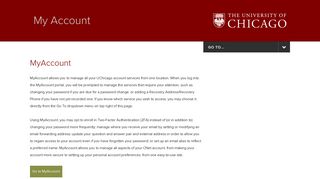 The University of Chicago: My Account