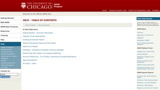Help - University of Chicago Official GEMS Website