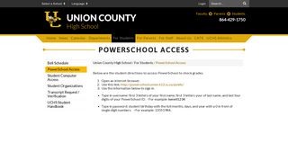 PowerSchool Access - Union County High School
