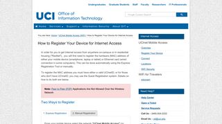 How to Register Your Device for Internet Access — Office of ... - UCI OIT