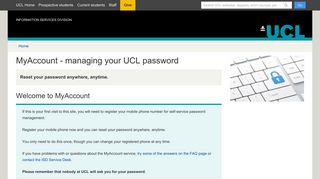 UCL MyAccount