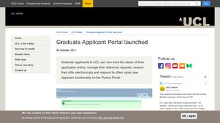 Graduate Applicant Portal launched - UCL