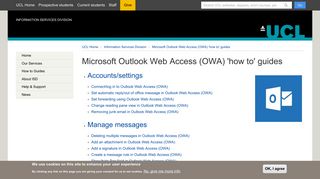 Microsoft Outlook Web Access (OWA) 'how to' guides ... - UCL