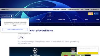 Pick your Fantasy Football team - UEFA Champions League - News ...