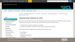 Sponsoring Visitors to UCL | Information Services Division - UCL ...