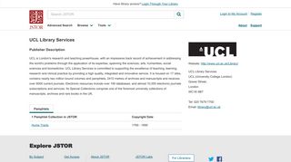 UCL Library Services on JSTOR