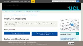 User IDs & Passwords | Information Services Division - UCL ...