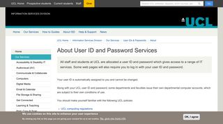 About User ID and Password Services | Information Services ... - UCL