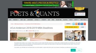 UCLA Anderson 2018-2019 MBA Deadlines - Poets & Quants