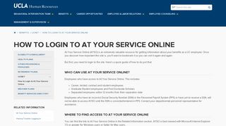 How to Login to At Your Service Online | UCLA Human Resources
