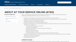 About At Your Service Online (AYSO) | UCLA Corporate Financial ...