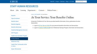 At Your Service: Your Benefits Online - Staff Human Resources