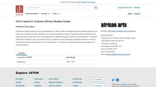 UCLA James S. Coleman African Studies Center on JSTOR