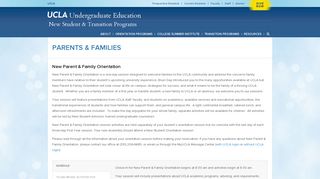 Parents & Families - New Student & Transition Programs