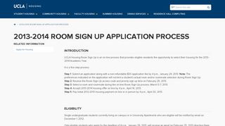 2013-2014 Room Sign Up Application Process | UCLA Housing