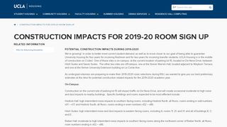 Construction Impacts for 2019-20 Room Sign Up | UCLA Housing