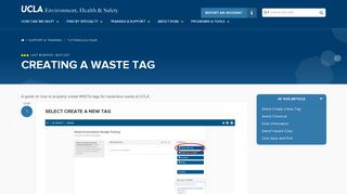 Creating a WASTe Tag | UCLA Office of Environment, Health & Safety