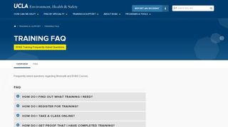 Training FAQ | UCLA Office of Environment, Health & Safety