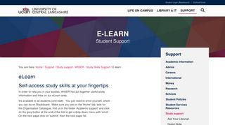 E-learn | Student Support | University of Central Lancashire - UCLan