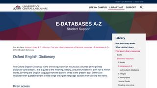 Oxford English Dictionary - UCLan