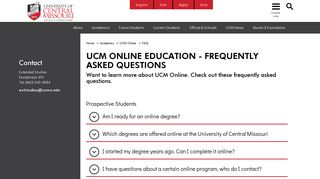 UCM Online Education - Frequently Asked Questions