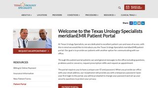 Welcome to the Texas Urology Specialists meridianEMR Patient Portal ...