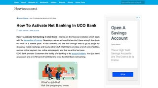 How To Activate Net Banking In UCO Bank - Howtoconnect