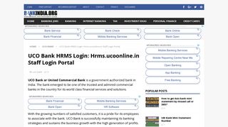 UCO Bank HRMS Login: Hrms.ucoonline.in Staff Login Portal