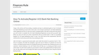 How to Activate/Register UCO Bank Net Banking Online - Finances Rule