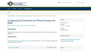 Article - Configuring UCO Email on an... - TeamDynamix