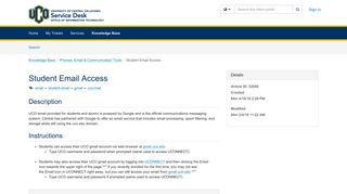 Article - Student Email Access - TeamDynamix